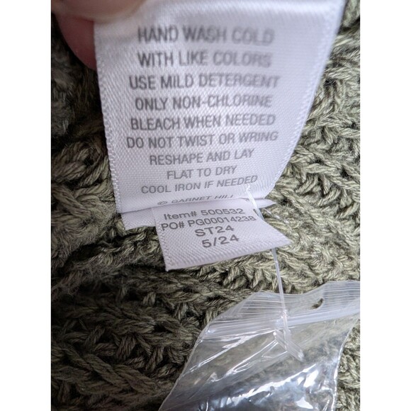 Garnet Hill Cardigan Sweater Women's Lrg Washed Olive Maren Organic Cotton Linen - Picture 9 of 12